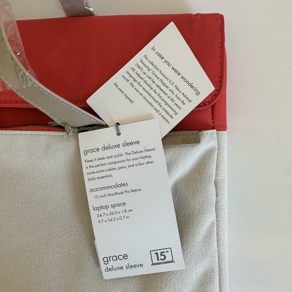 NWT STM Grace Deluxe 15'' Laptop Sleeve Straps Macbook/Notebook/iPad Coral Cream - Picture 4 of 7